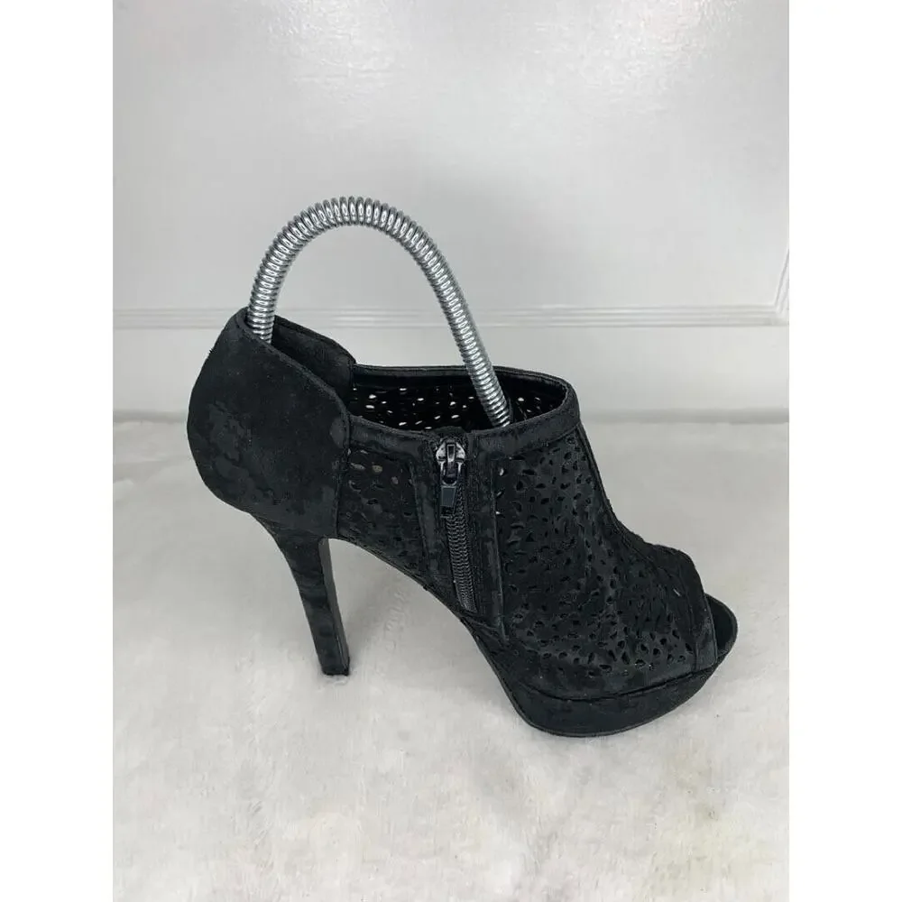 Rue 21 Womens Black Peep Toe Heeled Booties Size 8_7